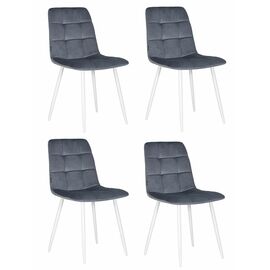 Набор 4 шт Стул обеденный DOBRIN CHILLY, Серо-голубой Holland 14, основание белое, Вариант: Серо-голубой Holland 14, основание белое | Интернет магазин мебели и декора LifeDekor