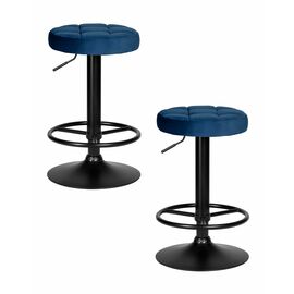 Набор 2 шт Табурет барный DOBRIN BRUNO BLACK, синий велюр (MJ9-117), Вариант: синий велюр (MJ9-117) | Интернет магазин мебели и декора LifeDekor