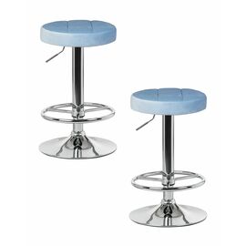 Набор 2 шт Табурет барный DOBRIN BRUNO, пудрово-голубой велюр (MJ9-74), Вариант: пудрово-голубой велюр (MJ9-74) | Интернет магазин мебели и декора LifeDekor