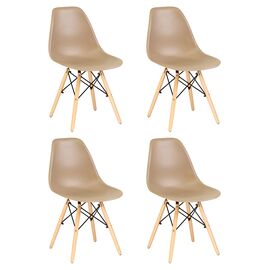 Набор 4 шт Стул обеденный DOBRIN DSW, ножки светлый бук, цвет бежевый (GR-03), Вариант: ножки светлый бук, цвет бежевый (GR-03) | Интернет магазин мебели и декора LifeDekor