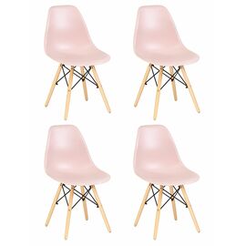 Набор 4 шт Стул обеденный DOBRIN DSW, ножки светлый бук, цвет светло-розовый (PK-02), Вариант: ножки светлый бук, цвет светло-розовый (PK-02) | Интернет магазин мебели и декора LifeDekor