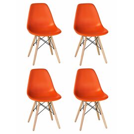 Набор 4 шт Стул обеденный DOBRIN DSW, ножки светлый бук, цвет оранжевый (O-02), Вариант: ножки светлый бук, цвет оранжевый (O-02) | Интернет магазин мебели и декора LifeDekor