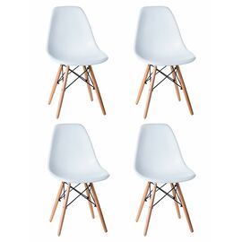 Набор 4 шт Стул обеденный DOBRIN DSW, ножки светлый бук, цвет белый (W-02), Вариант: ножки светлый бук, цвет белый (W-02) | Интернет магазин мебели и декора LifeDekor