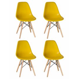 Набор 4 шт Стул обеденный DOBRIN DSW, ножки светлый бук, цвет жёлтый (Y-01), Вариант: ножки светлый бук, цвет жёлтый (Y-01) | Интернет магазин мебели и декора LifeDekor