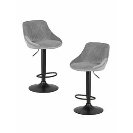 Набор 2 шт Стул барный DOBRIN LOGAN BLACK, серый велюр (MJ9-75), Вариант: серый велюр (MJ9-75) | Интернет магазин мебели и декора LifeDekor