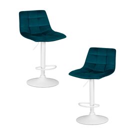 Набор 2 шт Стул барный DOBRIN TAILOR WHITE, морской волны велюр (MJ9-99), Вариант: морской волны велюр (MJ9-99) | Интернет магазин мебели и декора LifeDekor