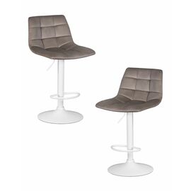 Набор 2 шт Стул барный DOBRIN TAILOR WHITE, серый велюр (MJ9-75), Вариант: серый велюр (MJ9-75) | Интернет магазин мебели и декора LifeDekor