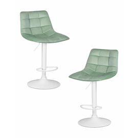 Набор 2 шт Стул барный DOBRIN TAILOR WHITE, пудрово-мятный велюр (MJ9-87), Вариант: пудрово-мятный велюр (MJ9-87) | Интернет магазин мебели и декора LifeDekor