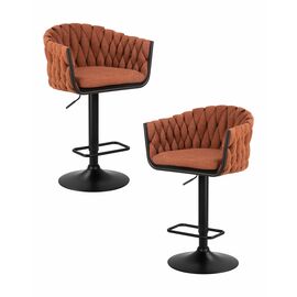 Набор 2 шт Стул барный DOBRIN LEON, оранжевая ткань (LAR 275-27), Вариант: оранжевая ткань (LAR 275-27) | Интернет магазин мебели и декора LifeDekor