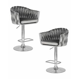 Набор 2 шт Стул барный DOBRIN MARCEL, серый велюр (MJ9-75), Вариант: серый велюр (MJ9-75) | Интернет магазин мебели и декора LifeDekor
