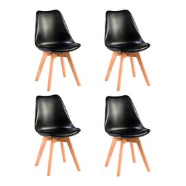 Набор 4 шт Стул обеденный DOBRIN JERRY SOFT, ножки светлый бук, цвет сиденья чёрный (B-03), Вариант: ножки светлый бук, цвет сиденья чёрный (B-03) | Интернет магазин мебели и декора LifeDekor