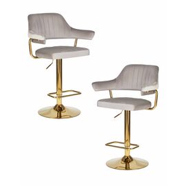Набор 2 шт Стул барный DOBRIN CHARLY GOLD, серый велюр (MJ9-75), Вариант: серый велюр (MJ9-75) | Интернет магазин мебели и декора LifeDekor
