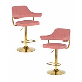 Набор 2 шт Стул барный DOBRIN CHARLY GOLD, розовый велюр (MJ9-32), Вариант: розовый велюр (MJ9-32) | Интернет магазин мебели и декора LifeDekor