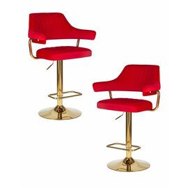Набор 2 шт Стул барный DOBRIN CHARLY GOLD, красный велюр (MJ9-45), Вариант: красный велюр (MJ9-45) | Интернет магазин мебели и декора LifeDekor
