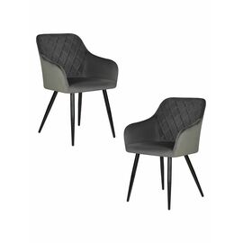 Набор 2 шт Стул обеденный DOBRIN ROBERT, черные матовые ножки, велюр V108-92 Антрацит, Вариант: черные матовые ножки, велюр V108-92 Антрацит | Интернет магазин мебели и декора LifeDekor