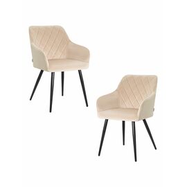 Набор 2 шт Стул обеденный DOBRIN ROBERT, черные матовые ножки, велюр V108-98 Бежевый, Вариант: черные матовые ножки, велюр V108-98 Бежевый | Интернет магазин мебели и декора LifeDekor