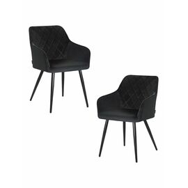 Набор 2 шт Стул обеденный DOBRIN ROBERT, черные матовые ножки, велюр V108-77 Чёрный, Вариант: черные матовые ножки, велюр V108-77 Чёрный | Интернет магазин мебели и декора LifeDekor