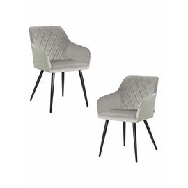 Набор 2 шт Стул обеденный DOBRIN ROBERT, черные матовые ножки, велюр V108-81 Серый, Вариант: черные матовые ножки, велюр V108-81 Серый | Интернет магазин мебели и декора LifeDekor