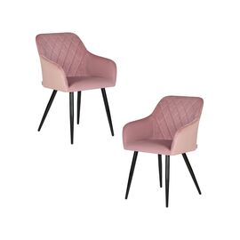 Набор 2 шт Стул обеденный DOBRIN ROBERT, черные матовые ножки, велюр V108-15 Розовый, Вариант: черные матовые ножки, велюр V108-15 Розовый | Интернет магазин мебели и декора LifeDekor