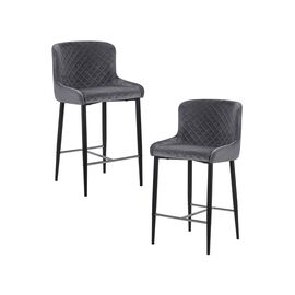 Набор 2 шт Стул полубарный DOBRIN CHRISTIAN'65, черные ножки, темно-серый велюр (V108-91), Вариант: черные ножки, темно-серый велюр (V108-91) | Интернет магазин мебели и декора LifeDekor