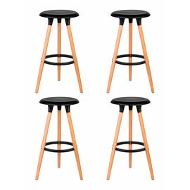 Набор 4 шт Табурет барный DOBRIN ROYCE, ножки светлый бук, цвет чёрный (B-03), Вариант: ножки светлый бук, цвет чёрный (B-03) | Интернет магазин мебели и декора LifeDekor