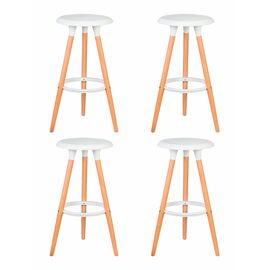 Набор 4 шт Табурет барный DOBRIN ROYCE, ножки светлый бук, цвет белый (W-02), Вариант: ножки светлый бук, цвет белый (W-02) | Интернет магазин мебели и декора LifeDekor