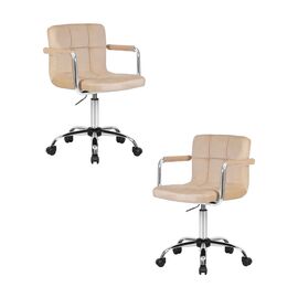Набор 2 шт Офисное кресло для персонала DOBRIN TERRY, бежевый велюр (MJ9-10), Вариант: бежевый велюр (MJ9-10) | Интернет магазин мебели и декора LifeDekor