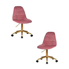 Набор 2 шт Офисное кресло для персонала DOBRIN MONTY GOLD, розовый велюр (MJ9-32), Вариант: розовый велюр (MJ9-32) | Интернет магазин мебели и декора LifeDekor