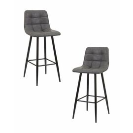 Набор 2 шт Стул барный DOBRIN NICOLE, черные матовые ножки, серая антрацитовая винтажная экокожа (RU-08), Вариант: черные матовые ножки, серая антрацитовая винтажная экокожа (RU-08) | Интернет магазин мебели и декора LifeDekor