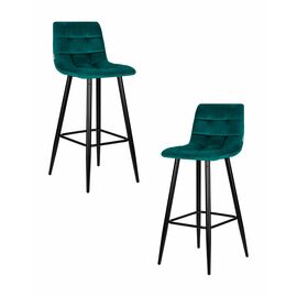 Набор 2 шт Стул барный DOBRIN NICOLE, черные матовые ножки, морской волны велюр (108-119), Вариант: черные матовые ножки, морской волны велюр (108-119) | Интернет магазин мебели и декора LifeDekor