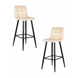 Набор 2 шт Стул барный DOBRIN NICOLE, черные матовые ножки, кремовый велюр (108-113), Вариант: черные матовые ножки, кремовый велюр (108-113) | Интернет магазин мебели и декора LifeDekor