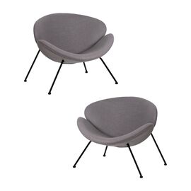 Набор 2 шт Кресло дизайнерское DOBRIN EMILY, серая ткань AF7, черное основание, Вариант: серая ткань AF7, черное основание | Интернет магазин мебели и декора LifeDekor