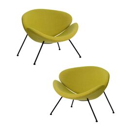 Набор 2 шт Кресло дизайнерское DOBRIN EMILY, светло-зеленая ткань AF3, черное основание, Вариант: светло-зеленая ткань AF3, черное основание | Интернет магазин мебели и декора LifeDekor