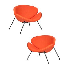 Набор 2 шт Кресло дизайнерское DOBRIN EMILY, оранжевая ткань AF, черное основания, Вариант: оранжевая ткань AF, черное основания | Интернет магазин мебели и декора LifeDekor