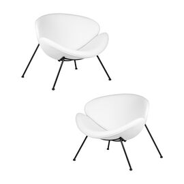 Набор 2 шт Кресло дизайнерское DOBRIN EMILY, белый винил YP17, черное основание, Вариант: белый винил YP17, черное основание | Интернет магазин мебели и декора LifeDekor