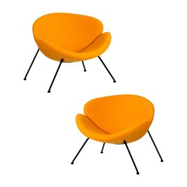 Набор 2 шт Кресло дизайнерское DOBRIN EMILY, желтая ткань AF13, черное основание, Вариант: желтая ткань AF13, черное основание | Интернет магазин мебели и декора LifeDekor