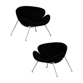 Набор 2 шт Кресло дизайнерское DOBRIN EMILY, черный ткань AF9, хромированная сталь, Вариант: черный ткань AF9, хромированная сталь | Интернет магазин мебели и декора LifeDekor