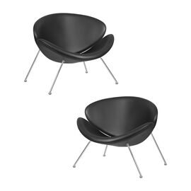 Набор 2 шт Кресло дизайнерское DOBRIN EMILY, черный винил YP16, хромированная сталь, Вариант: черный винил YP16, хромированная сталь | Интернет магазин мебели и декора LifeDekor