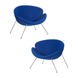 Набор 2 шт Кресло дизайнерское DOBRIN EMILY, синяя ткань AF6, хромированная сталь, Вариант: синяя ткань AF6, хромированная сталь | Интернет магазин мебели и декора LifeDekor
