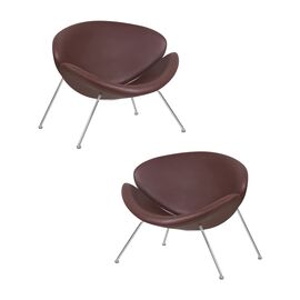 Набор 2 шт Кресло дизайнерское DOBRIN EMILY, коричневый винил YP5, хромированная сталь, Вариант: коричневый винил YP5, хромированная сталь | Интернет магазин мебели и декора LifeDekor
