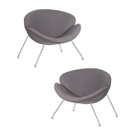 Набор 2 шт Кресло дизайнерское DOBRIN EMILY, серая ткань AF7, хромированная сталь, Вариант: серая ткань AF7, хромированная сталь | Интернет магазин мебели и декора LifeDekor