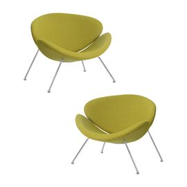 Набор 2 шт Кресло дизайнерское DOBRIN EMILY, светло-зеленая ткань AF3, хромированная сталь, Вариант: светло-зеленая ткань AF3, хромированная сталь | Интернет магазин мебели и декора LifeDekor