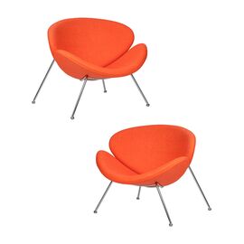 Набор 2 шт Кресло дизайнерское DOBRIN EMILY, оранжевая ткань AF, хромированная сталь, Вариант: оранжевая ткань AF, хромированная сталь | Интернет магазин мебели и декора LifeDekor