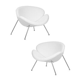 Набор 2 шт Кресло дизайнерское DOBRIN EMILY, белый (букле) ткань , хромированная сталь, Вариант: белый (букле) ткань , хромированная сталь | Интернет магазин мебели и декора LifeDekor