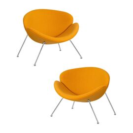 Набор 2 шт Кресло дизайнерское DOBRIN EMILY, желтая ткань AF13, хромированная сталь, Вариант: желтая ткань AF13, хромированная сталь | Интернет магазин мебели и декора LifeDekor