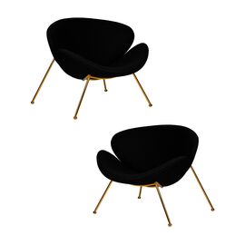 Набор 2 шт Кресло дизайнерское DOBRIN EMILY, черный ткань AF9, золотое основание, Вариант: черный ткань AF9, золотое основание | Интернет магазин мебели и декора LifeDekor