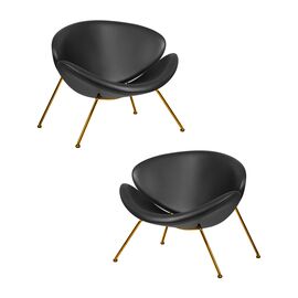Набор 2 шт Кресло дизайнерское DOBRIN EMILY, черный винил YP16, золотое основания, Вариант: черный винил YP16, золотое основания | Интернет магазин мебели и декора LifeDekor