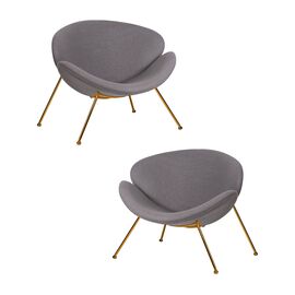 Набор 2 шт Кресло дизайнерское DOBRIN EMILY, серая ткань AF7, золотое основание, Вариант: серая ткань AF7, золотое основание | Интернет магазин мебели и декора LifeDekor