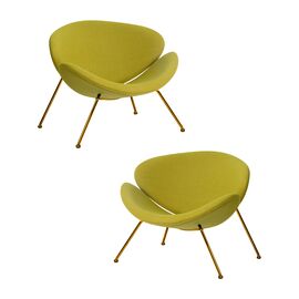 Набор 2 шт Кресло дизайнерское DOBRIN EMILY, светло-зеленая ткань AF3, золотое основание, Вариант: светло-зеленая ткань AF3, золотое основание | Интернет магазин мебели и декора LifeDekor