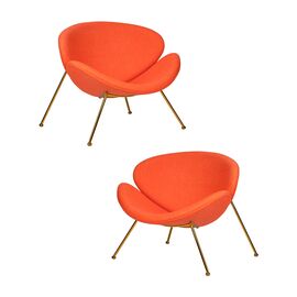 Набор 2 шт Кресло дизайнерское DOBRIN EMILY, оранжевая ткань AF, золотое основание, Вариант: оранжевая ткань AF, золотое основание | Интернет магазин мебели и декора LifeDekor